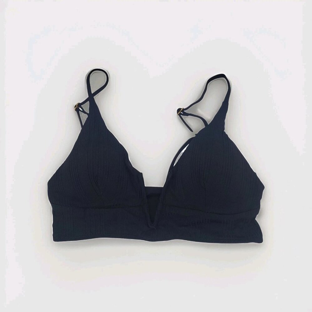 L*Space LSPACE Pointelle Rib Siren Bikini Top Womens Size XL Black NWT MSRP $114